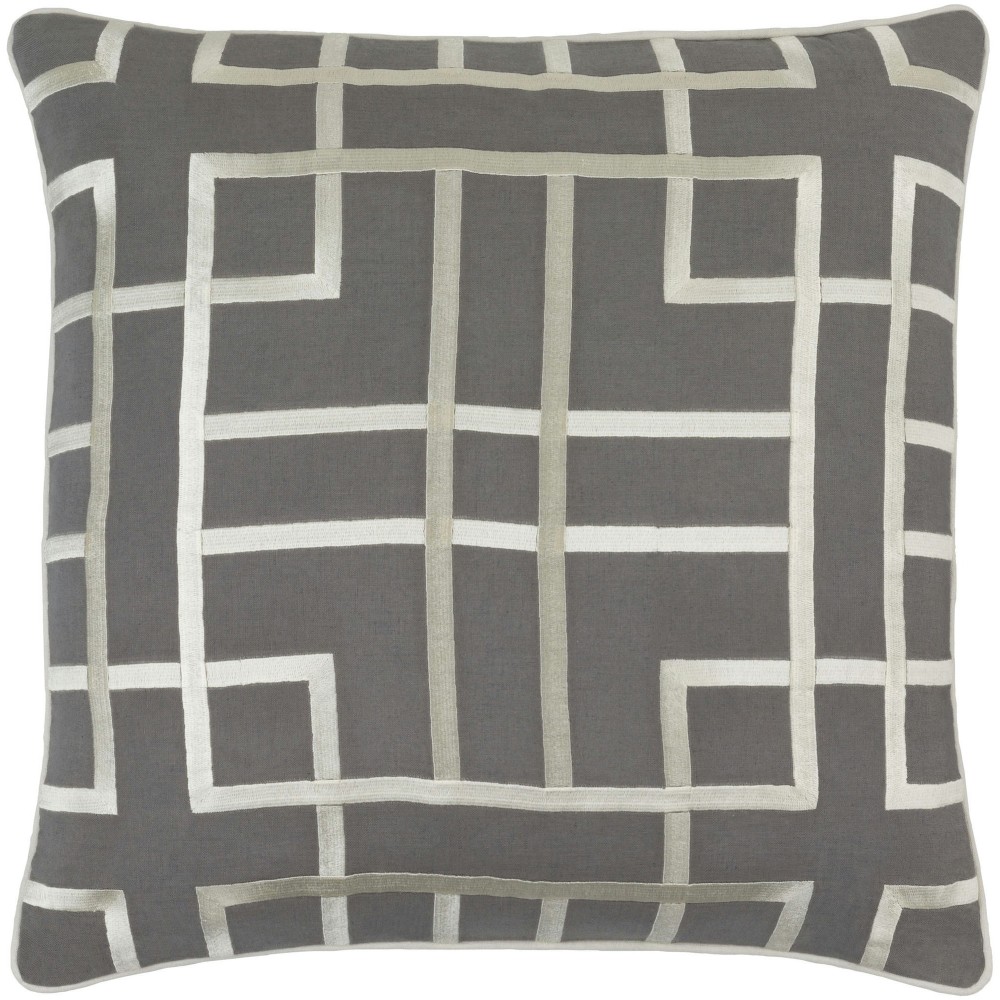 Surya Tate Charcoal Pillow Shell With Polyester Insert 18"H X 18"W Surya Tate Charcoal Pillow Shell With Polyester Insert 18"H X 18"W