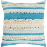 Surya Temara Aqua Pillow Shell With Down Insert 22"H X 22"W