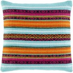 Surya Toluca Aqua Pillow Shell With Down Insert 18"H X 18"W