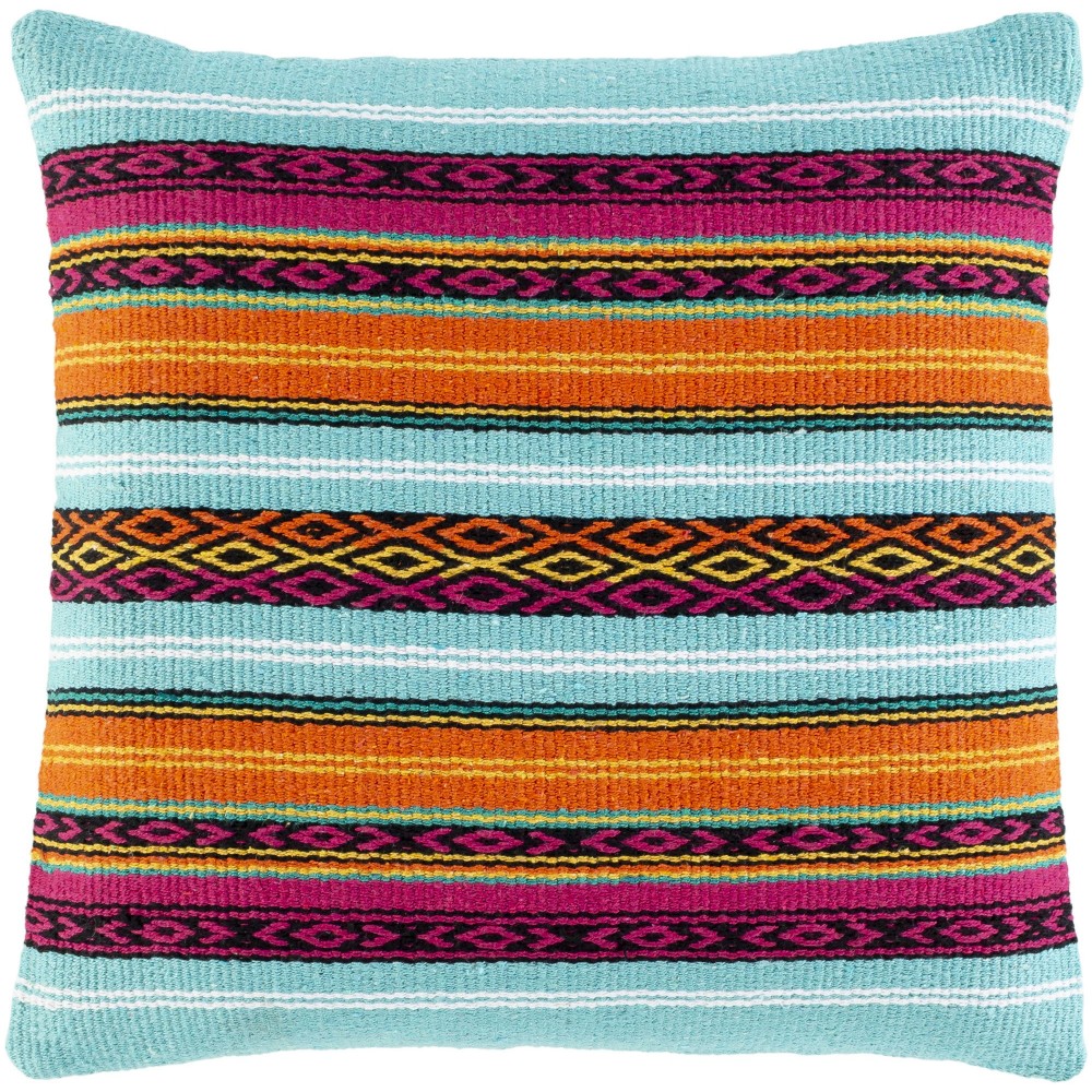 Surya Toluca Aqua Pillow Shell With Down Insert 18"H X 18"W Surya Toluca Aqua Pillow Shell With Down Insert 18"H X 18"W