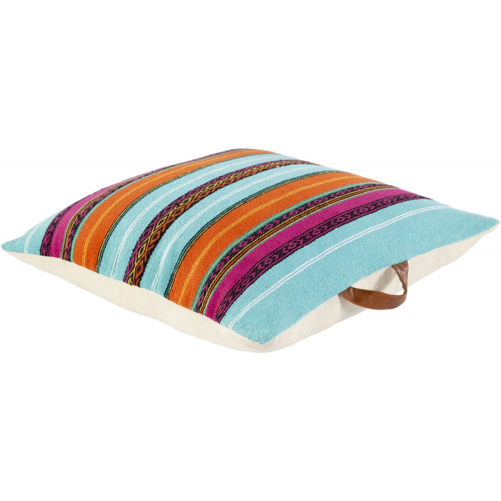 Surya Toluca Aqua Pillow Shell With Polyester Insert 26"H X 26"W Surya Toluca Aqua Pillow Shell With Polyester Insert 26"H X 26"W