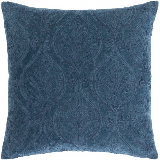 Surya Toulouse Blue Pillow Shell With Down Insert 18"H X 18"W