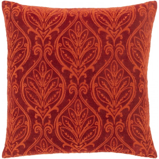 Surya Toulouse Brick Red Pillow Shell With Down Insert 18"H X 18"W