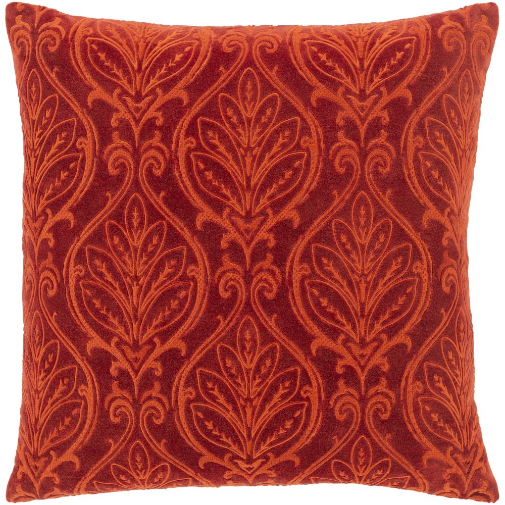 Surya Toulouse Brick Red Pillow Shell With Down Insert 22"H X 22"W