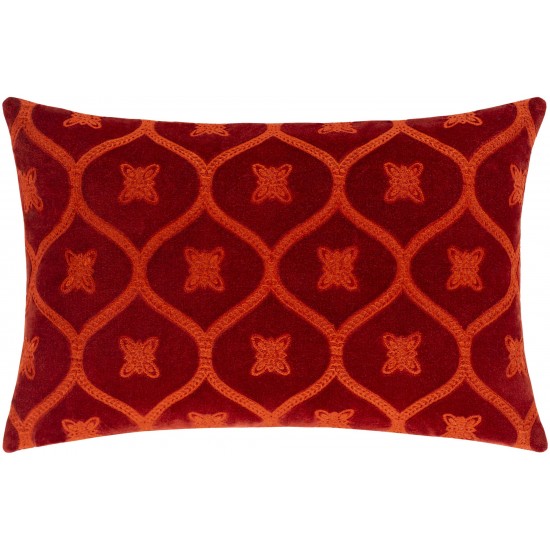 Surya Toulouse Brick Red Pillow Shell With Down Insert 13"H X 20"W