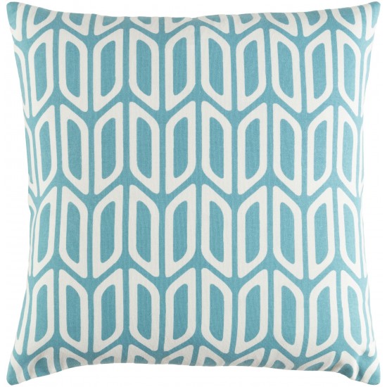 Surya Trudy Teal Pillow Shell With Down Insert 18"H X 18"W