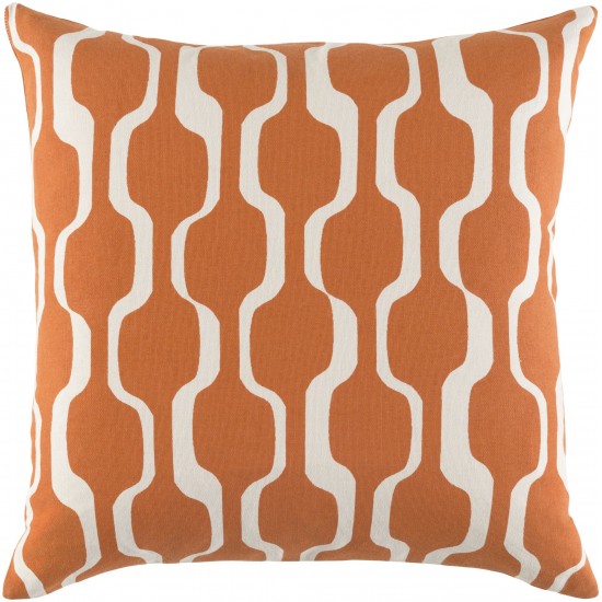 Surya Trudy Burnt Orange Pillow Shell With Down Insert 18"H X 18"W