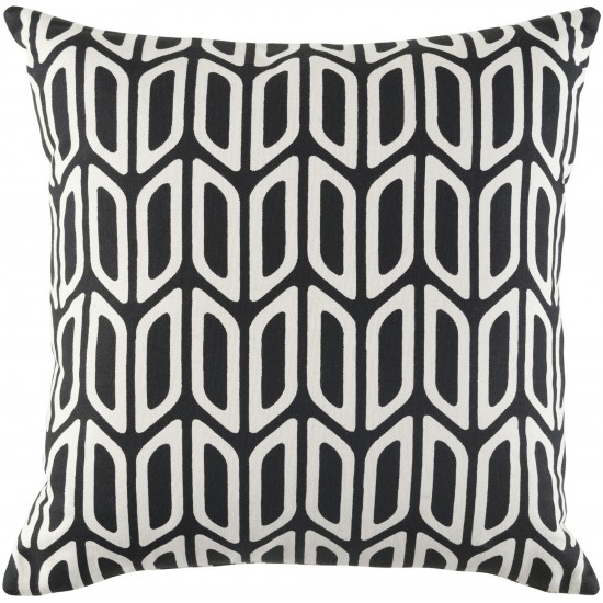 Surya Trudy Trud-7191 Black Pillow Shell With Down Insert 18"H X 18"W