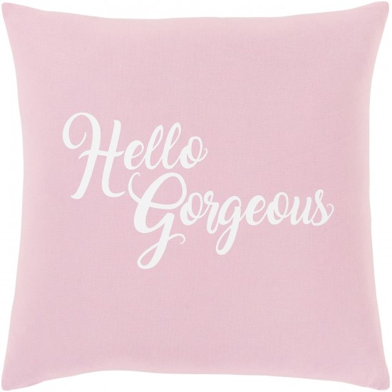 Surya Typography Light Pink Pillow Shell With Down Insert 18"H X 18"W