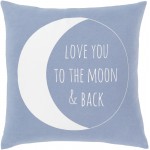 Surya Typography Denim Pillow Shell With Down Insert 18"H X 18"W