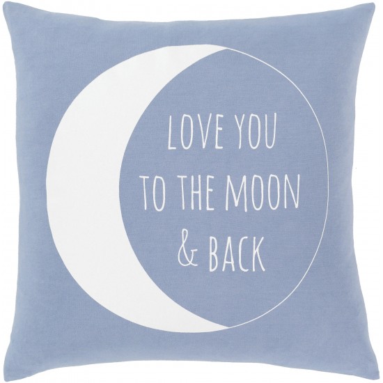 Surya Typography Denim Pillow Shell With Polyester Insert 18"H X 18"W