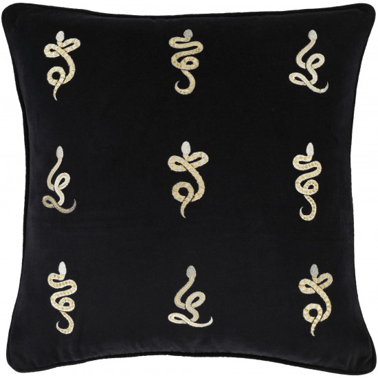 Surya Vida Black Pillow Shell With Down Insert 18"H X 18"W