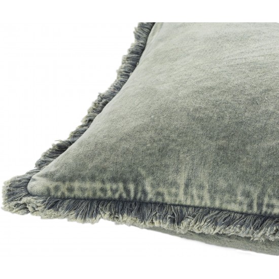 Surya Washed Cotton Velvet Slate Pillow Shell With Down Insert 12"H X 30"W