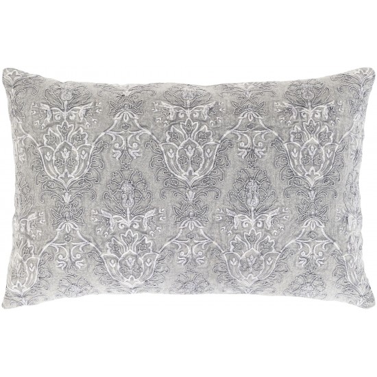 Surya Wedgemore Gray Pillow Shell With Down Insert 13"H X 20"W