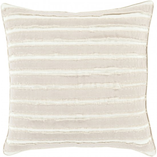 Surya Willow Wo-002 Taupe Pillow Shell With Down Insert 18"H X 18"W