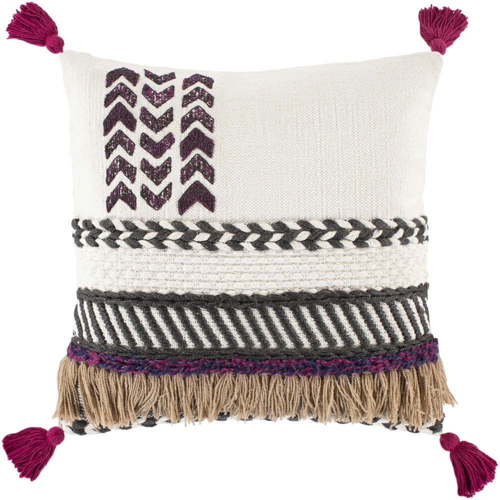 Surya Zuri Charcoal Pillow Shell With Polyester Insert 22"H X 22"W Surya Zuri Charcoal Pillow Shell With Polyester Insert 22"H X 22"W