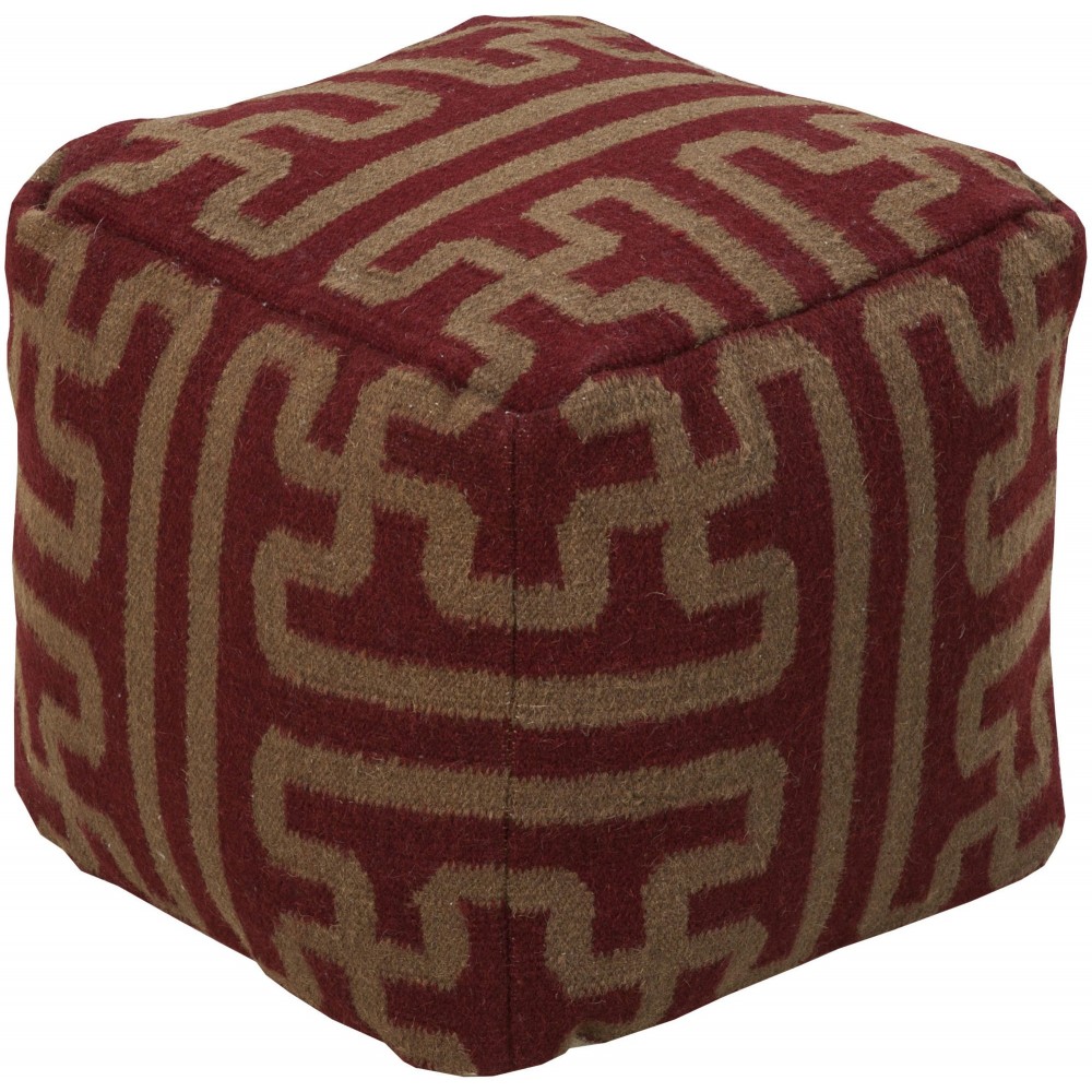 Surya Archive Dark Red Pouf 18"H X 18"W X 18"D