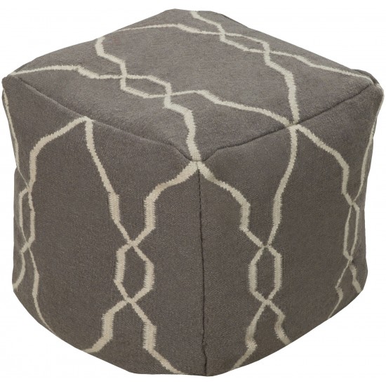 Surya Fallon Charcoal Pouf 18"H X 18"W X 18"D