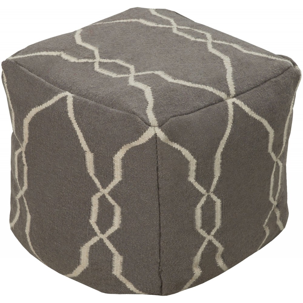 Surya Fallon Charcoal Pouf 18"H X 18"W X 18"D