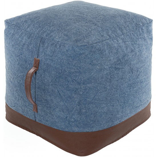 Surya Frankie Blue Pouf 18"H X 18"W X 18"D