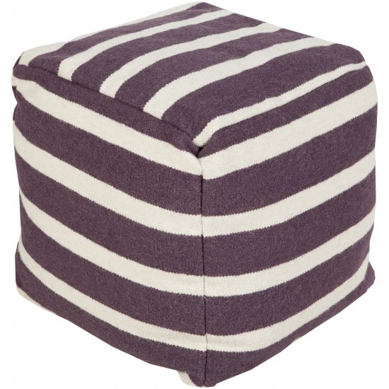 Surya Frontier Plum Pouf 18"H X 18"W X 18"D