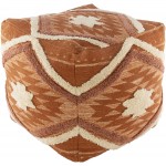 Surya Lachlan Burnt Orange Pouf 18"H X 18"W X 18"D