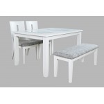 Urban Icon 66" Four-Piece Dining Set with Upholstered Chairs and Bench - White