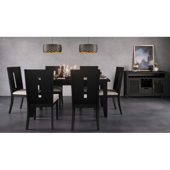 Urban Icon 66" Seven-Piece Dining Set with Upholstered Chairs - Black