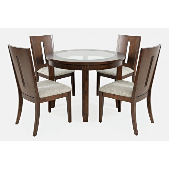 Urban Icon 42" Round Five-Piece Dining Set with Upholstered Chairs - Merlot