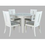 Urban Icon 42" Round Five-Piece Dining Set with Upholstered Chairs - White