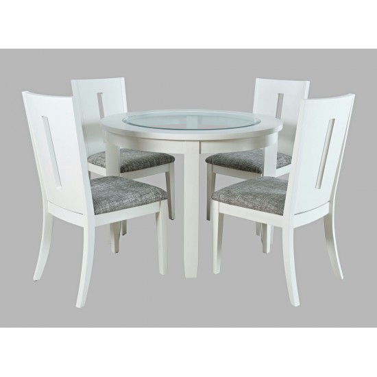 Urban Icon 42" Round Five-Piece Dining Set with Upholstered Chairs - White