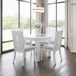 Urban Icon 42" Round Five-Piece Dining Set with Upholstered Chairs - White