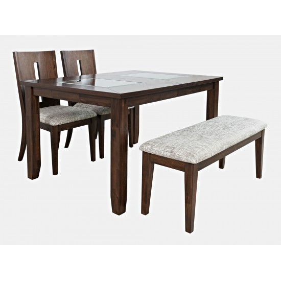 Urban Icon 66" Four-Piece Dining Set with Upholstered Chairs and Bench - Merlot