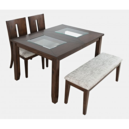 Urban Icon 66" Four-Piece Dining Set with Upholstered Chairs and Bench - Merlot