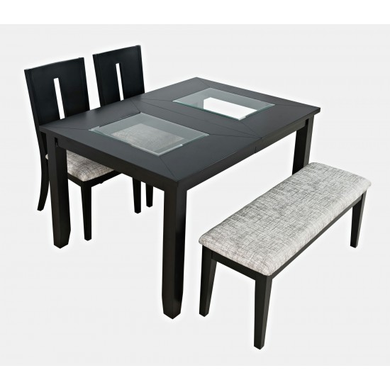 Urban Icon 66" Four-Piece Dining Set with Upholstered Chairs and Bench - Black