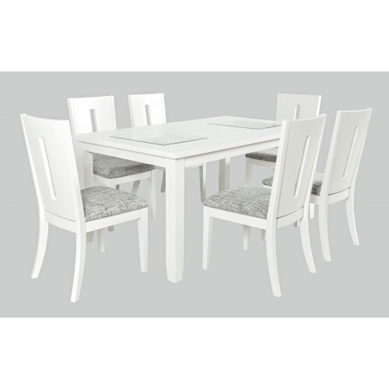 Urban Icon 66" Seven-Piece Dining Set with Upholstered Chairs - White