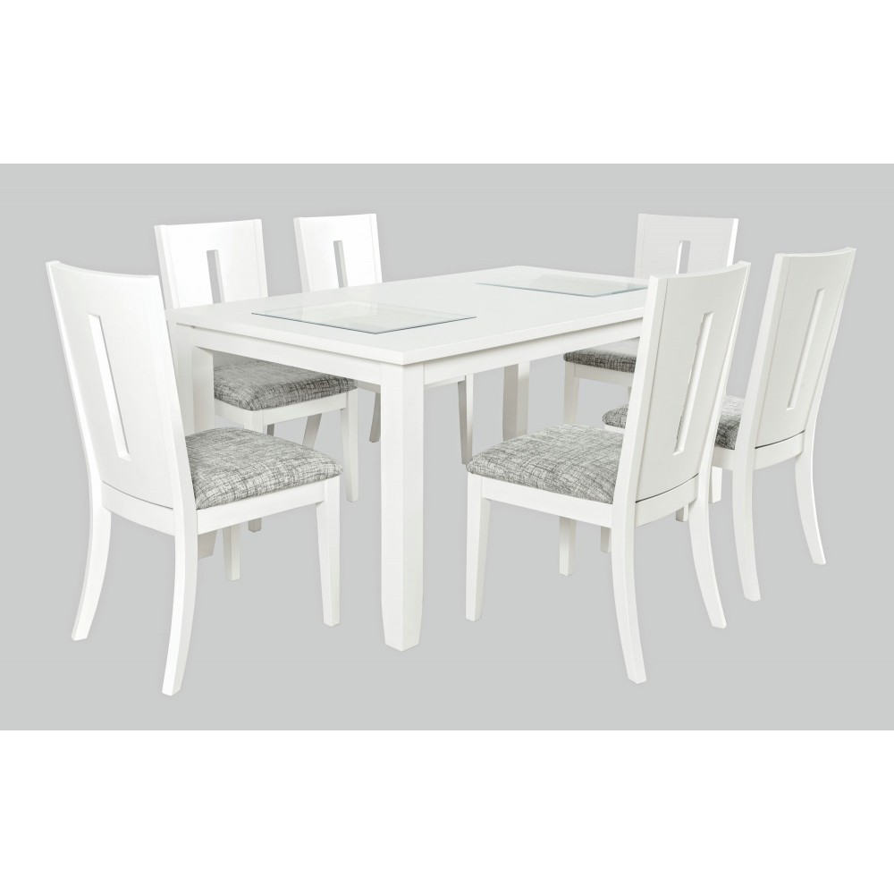 Urban Icon 66" Seven-Piece Dining Set with Upholstered Chairs - White Urban Icon 66" Seven-Piece Dining Set with Upholstered Chairs - White