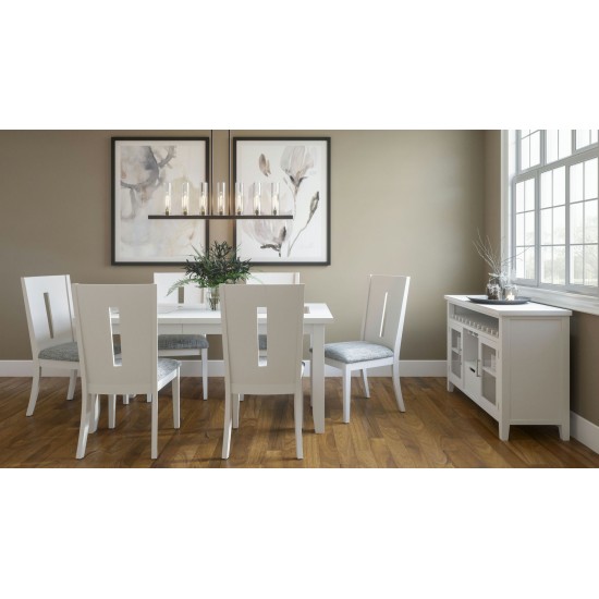 Urban Icon 66" Seven-Piece Dining Set with Upholstered Chairs - White