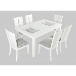 Urban Icon 66" Seven-Piece Dining Set with Upholstered Chairs - White