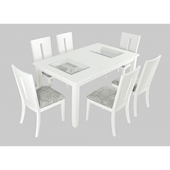 Urban Icon 66" Seven-Piece Dining Set with Upholstered Chairs - White