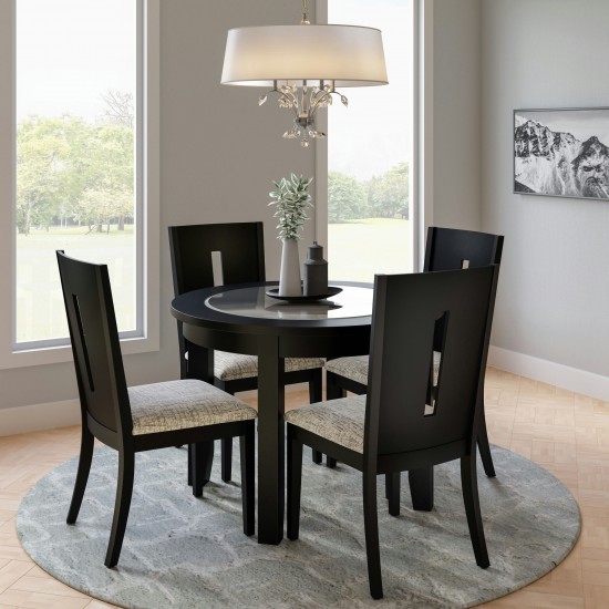 Urban Icon 42" Round Five-Piece Dining Set with Upholstered Chairs - Black