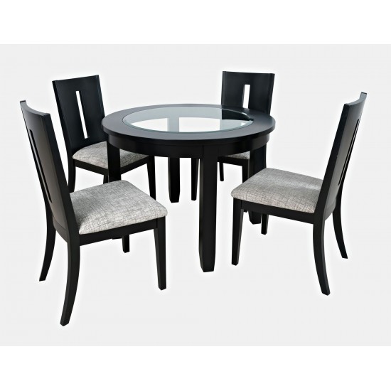 Urban Icon 42" Round Five-Piece Dining Set with Upholstered Chairs - Black