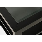 Urban Icon Contemporary Glass Inlay End Table with Storage - Black