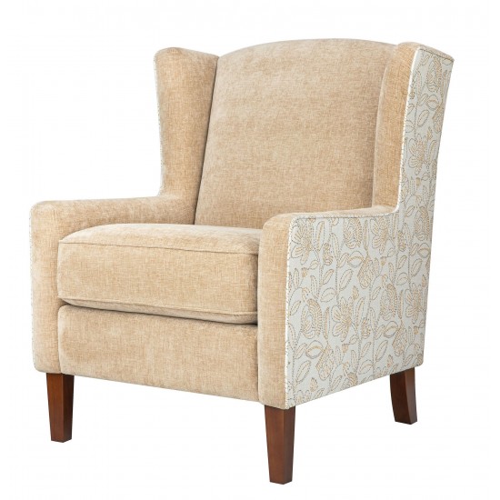 Thompson Traditional Classic Wingback Upholstered Accent Chair - Blue Paisley