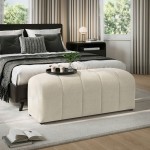 Tess Contemporary Modern Ivory Boucle Upholstered Plush Bench