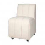 Tess Contemporary Ivory Boucle Upholstered Dining Chair with Wheels (Set of 2)