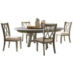 Telluride Rustic Farmhouse Five Piece Dining Table Set with Cross Back Chairs