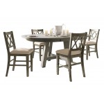 Telluride Rustic Farmhouse Five Piece Dining Table Set with Cross Back Chairs