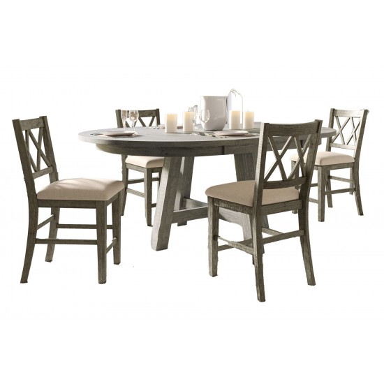 Telluride Rustic Farmhouse Five Piece Dining Table Set with Cross Back Chairs