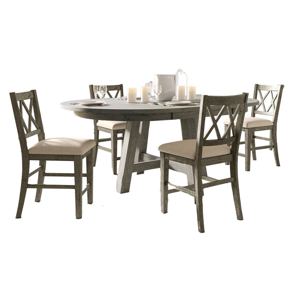 Telluride 5 Piece Counter Height Dining Table Set with Cross Back Stools